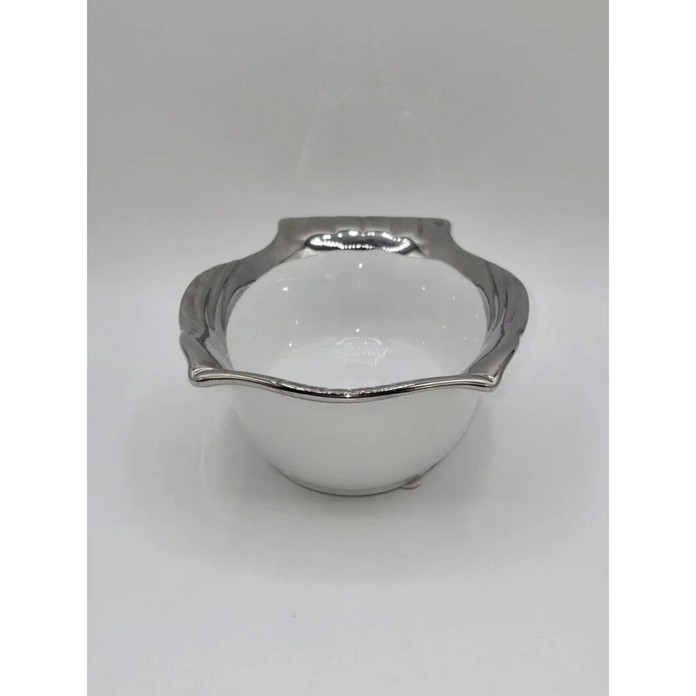 Studio TU Porcelain Plus Sterling Silver Trim Owl Shaped Porcelain Serving Bowl